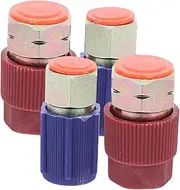 Amosfun 4Pcs Quick Disconnect a C Adapter Set to Conversion Fittings with Caps High Low Side Couplers Durable Plating for Reliable Use