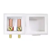 Double Interlocking Washing Machine Outlet Box w/ Hammer Arrester Nuts Pex 1/2in