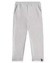 [Gucci Kids] Gucci Kids Web Stripe cotton jersey sweatpants Y 6 grey