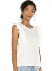 New! BCBGMaxAzria Flutter Sleeve Top XL white women’s