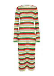 Kitri Nadine Striped Crochet-knit Midi Dress - Multicoloured - S (UK8-10 / S) S (UK8-10 / S)