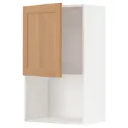 METOD wall cabinet for microwave oven, white/Vedhamn oak, 60x37x100 cm
