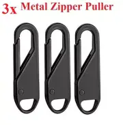 3x Zipper Pull Tab Replacement Metal Zip Head Slider Puller Handle Bottom Stop