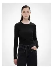 [Witchery] Mesh Crew Gather Top in Black