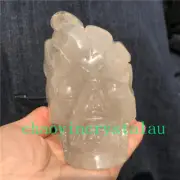 3.12LB Natural Clear Quartz Skull Quartz Crystal Carved Reiki Healing XK1268