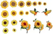 Hohopeti 20pcs Sunflower Embroidery Patches for Clothing Repair and Decoration Hot Melt Stickers for Jeans Bags Hats and Costumes