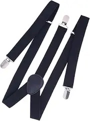[DEARMAMY] Elastic Suspenders 3 Metal Clips Belt Braces Y-shape for Men Women Black