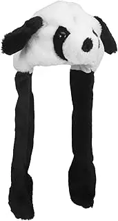 Abaodam Plush Panda Hat with Moving Ears Fun Animal Shaped Cap for Cosplay and Parties Suitable for All Ages Cute and Playful Design for Halloween and Dress Up Events