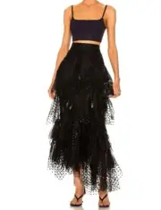 zimmermann Rhythmic Embroidered Linen-Silk Midi Skirt