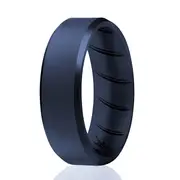 Silicone Wedding BR 8mm Edge Ring - Basic-Blue by ROQ for Men - 11 mm Ring