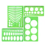 4 Pieces Template Plastic Rulers Circle Oval Circle Radius Drawing5440