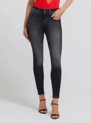 GUESS Women's Eco High-Rise Shape Up Denim Jeans In Station Black Wash Size: 26, Spandex