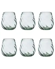 10 Strawberry Street Set of 6 Optic Swirl Mexican Glassware: Stemless Wine Glasses