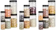 Plastic Airtight Storage Container Set (18 Pieces, Diamond Checkers Pattern)