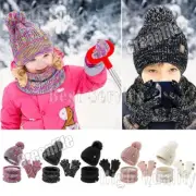 3PCS Kids Winter Hat Glove Scarf Set Beanie Cap Knited Warm Set for Boys Girls