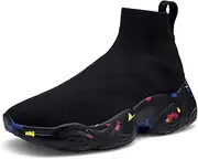 SUNROLAN Fashion Sneakers for Men Lightweight Athletic Running Shoes Breathable Walking Short Sock Shoes