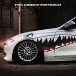 X-122鯊魚嘴貼紙汽車個性創意車貼 拉花大白鯊車身彩貼車門側門貼
