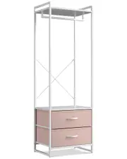 Sorbus 70in White Clothing Rack With Drawers