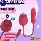 Tongue Licking Thrusting Vibrator Dildo Nipple Clitoris Stimulator Adult Sex Toy