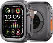 FFHAO Alloy Watch Case for Apple Watch Case Series S10 46mm S9 S8 S7 S6 44MM 45MM Protector Frame Cover Metal Bumper Case(Gray,45mm)