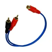 Blue RCA Y-Splitter Cable Shielded 1 Female to 2 Male 1F to 2M Clear Gold Plated