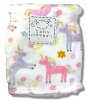 BLANKET PLUSH - BABY ELEMENTS GIRLS 253 - UNICORNS MULTI - BABY TODDLER CRIB