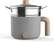 IODOO Electric Hot Pot for Cooking Ramen Cooker 1.5L College Dorm Room Essentials Mini Hotpot Shabu Shabu Pot/Noodle Cooker Non Stick (Grey)