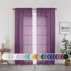 Sheer Curtains 72 Inches Long 2 Panels Set, Transparent Light Filtering Plam ...