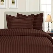 Elegant Comfort Best, Softest, Coziest 3-Piece Duvet Cover Sets! 1500 Thread Count Egyptian Quality Luxurious Wrinkle Resistant 3-Piece Damask Stripe Duvet Cover Set, King/Cal-King, Chocolate Brown