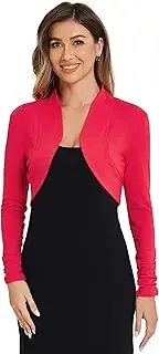 [Allegra K] Women's Elegant Bolero Shrug Ruched Long Sleeve Open Front Cropped Cardigan