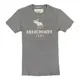 美國百分百【Abercrombie & Fitch】T恤 AF 短袖 上衣 T-shirt 麋鹿 灰色 短T S號 F044