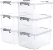 Citylife 6 Packs 17 QT Plastic Storage Bins with Lids Large Stackable Storage Co
