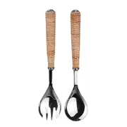 Salad Server Set with Reed Woven Handle