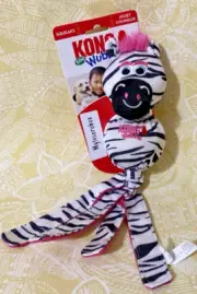 Kong Large ZOO WUBBA ZEBRA Squeaky Toss Tug & Fetch Dog Toy New -FREE SHIPPING-