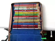 PENCILS~ SALESMAN CASE~ VINTAGE~ 42 UNUSED~ BEAUTIFUL LETHER CASE~ RARE PEPSI