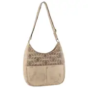 Pierre Cardin Womens Italian Leather Bag Perforated Cross Body Travel - Latte