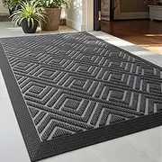 DEXI Door Mat, Durable Heavy Duty Outdoor Indoor Front Doormat, Stain and Fade Resistant, Low Profile, Non Slip, Easy Clean Patio Entryway Floor Mats, 45 x 75 cm, Grey