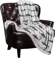Roses Garden Sharks Sherpa Fleece Blanket,Sharks Silhouettes Bed Blanket Soft Cozy Luxury Blanket 40"x50",Fuzzy Thick Reversible Super Warm Fluffy Plush Microfiber Throw Blanket for Couch