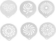 DOITOOL 6 Pcs Stainless Steel Coffee Decorating Stencils,Coffee Stencil Latte Art,DIY Coffee Template Tools for Cappuccino Chocolate Cake