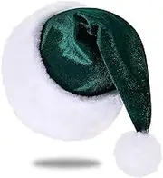 Santa Hat for Adults, Unisex Velvet Comfort Xmas Hats Extra Thicken Plush for Christmas New Year Festive Holiday Party