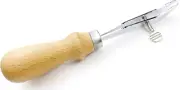 Adjustable Leather Edge Creaser Tool with Wooden Handle for Stitching and Lacing
