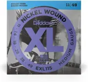D'Addario EXL115 Nickel Wound Electric Guitar Strings, Medium, 11-49
