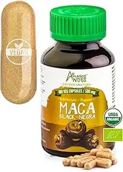 Black Maca Root Capsules l Organic and Vegan Pills l 1500mg per Serving l Reproductive Health for Men and Women l Energy Booster l Adaptogen Function l Non GMO and Gluten Free l Amazon Andes
