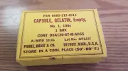 Vintage Parke Davis & Co Empty Gelatin Capsules No.1 box only