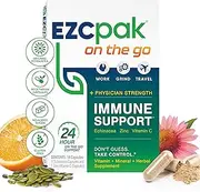 EZC Active Pak Immune System Booster (Single Pack) - Echinacea, Zinc, and Vitamin C, Gluten-Free Vegetarian On-The-Go Immune Support Pack