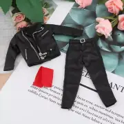 1:12 Man Figure PU Leather Jacket Set with Pants Belt Scarf for 6'' Figures