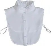 [NiceYnn] Hollow Out Floral Lace Chiffon Removable Dickey False Collar, Women Half Shirt Blouse Top Detachable Fake Collar Pleated Neckline