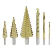 6 Pcs/Set HSS Steel for Titanium Coated Step Drill Bit Hole Cutter 4-32mm Metal