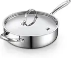 Multi-Ply Clad Stainless Steel Saute Pan 10.5 Inch, 4 Quart Deep Frying Pan Skil
