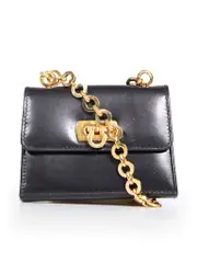 Black Leather Gancini Micro Bag